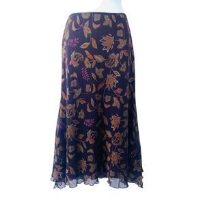 Worthington Paisley Chiffon‎ Midi Skirt Size 6 Whimsigoth 90s Vintage Romantic